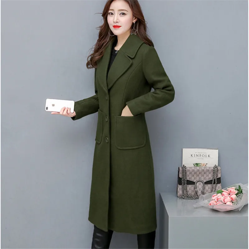 2020 зимнее корейское женское длинное шерстяное пальто элегантное модное