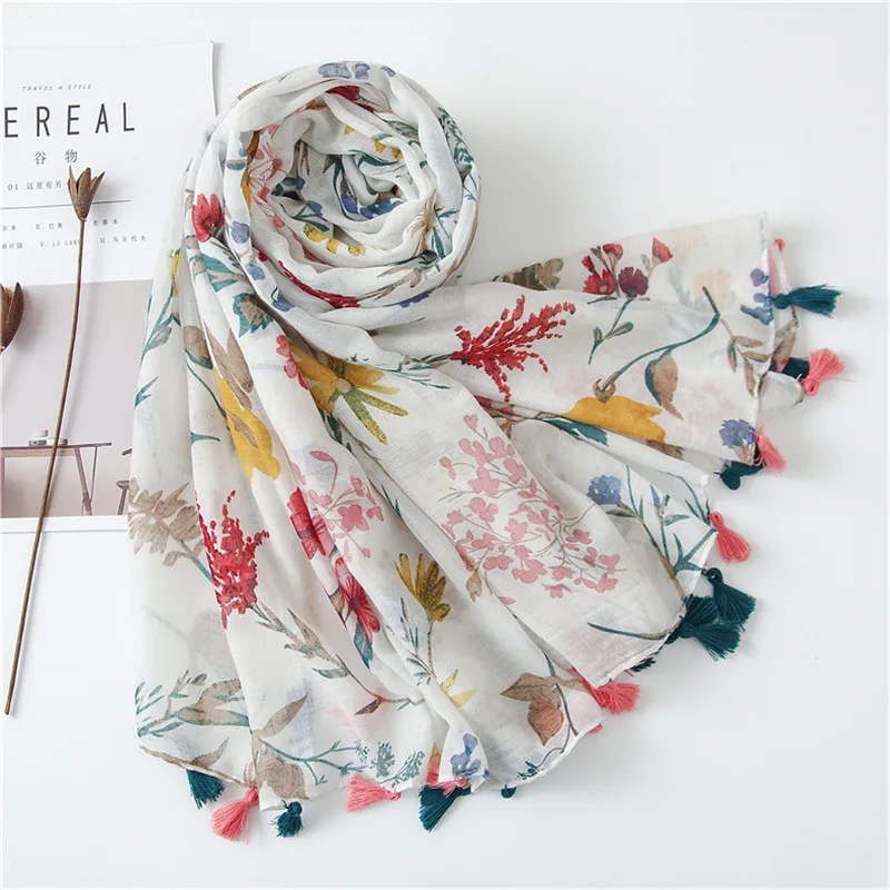 2020 весенне-осенние женские шали с цветочными кисточками модные
