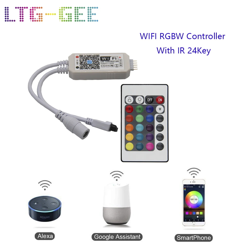 DC5 24V WIFI RGB/RGBW/Pixel led контроллер полосы музыкальный работает с Amazon Alexa и Google Home для