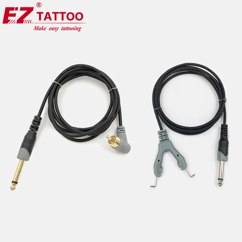 EZ Iwork-Cable de Clip de tatuaje, Conector Mono de conexión RCA, gris, 6 pies, Premium, ligero para máquina de tatuaje y fuente de alimentación