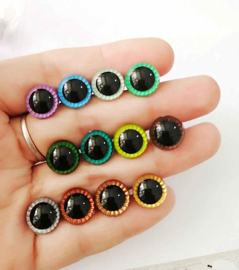 new items 12mm/14mm/15mm handcraft paint glitter toy safety eyes with white washer for diy doll findings-40pcs/lot | Игрушки и хобби