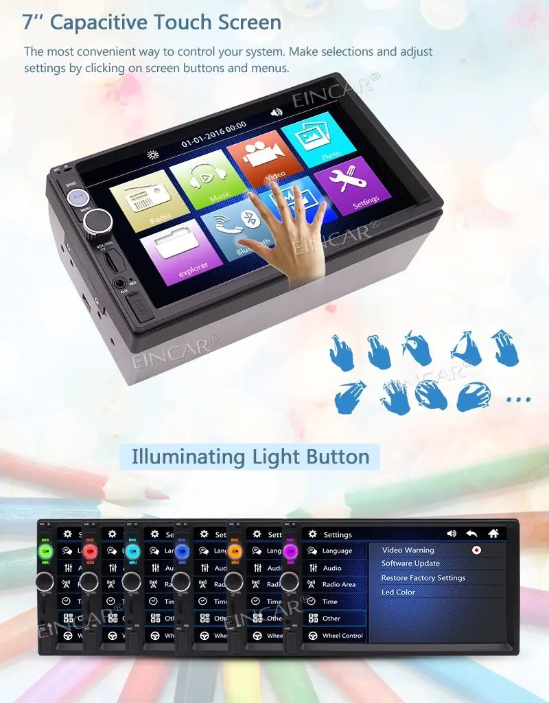 Автомобильный стерео Bluetooth In Dash 2 Din аудиоприемник MP5 плеер/USB/SD карта/AUX/FM радио