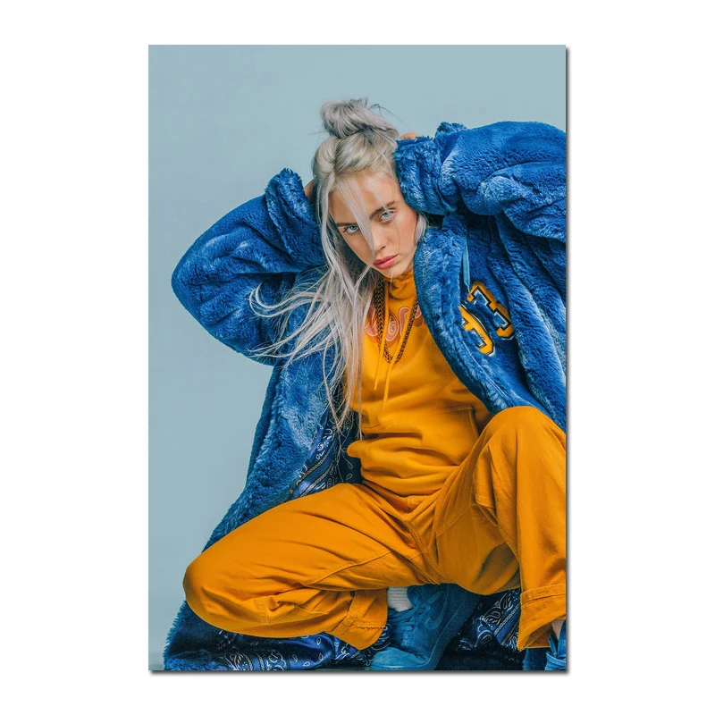 Художественная шелковая или парусиновая печать Billie Eilish музыкальная певица плакат 13x20 24x36 дюймов для украшения комнаты-006