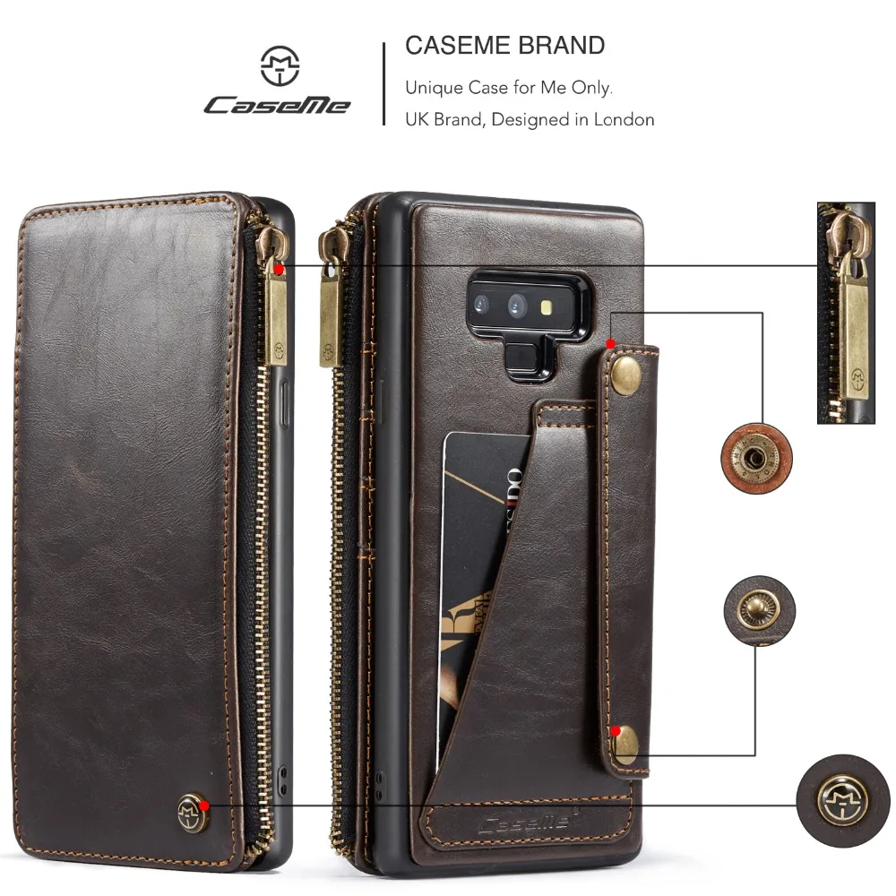 Молнии съемный Магнитная застежка кошелек чехол для samsung Galaxy Note 9 Защитный флип