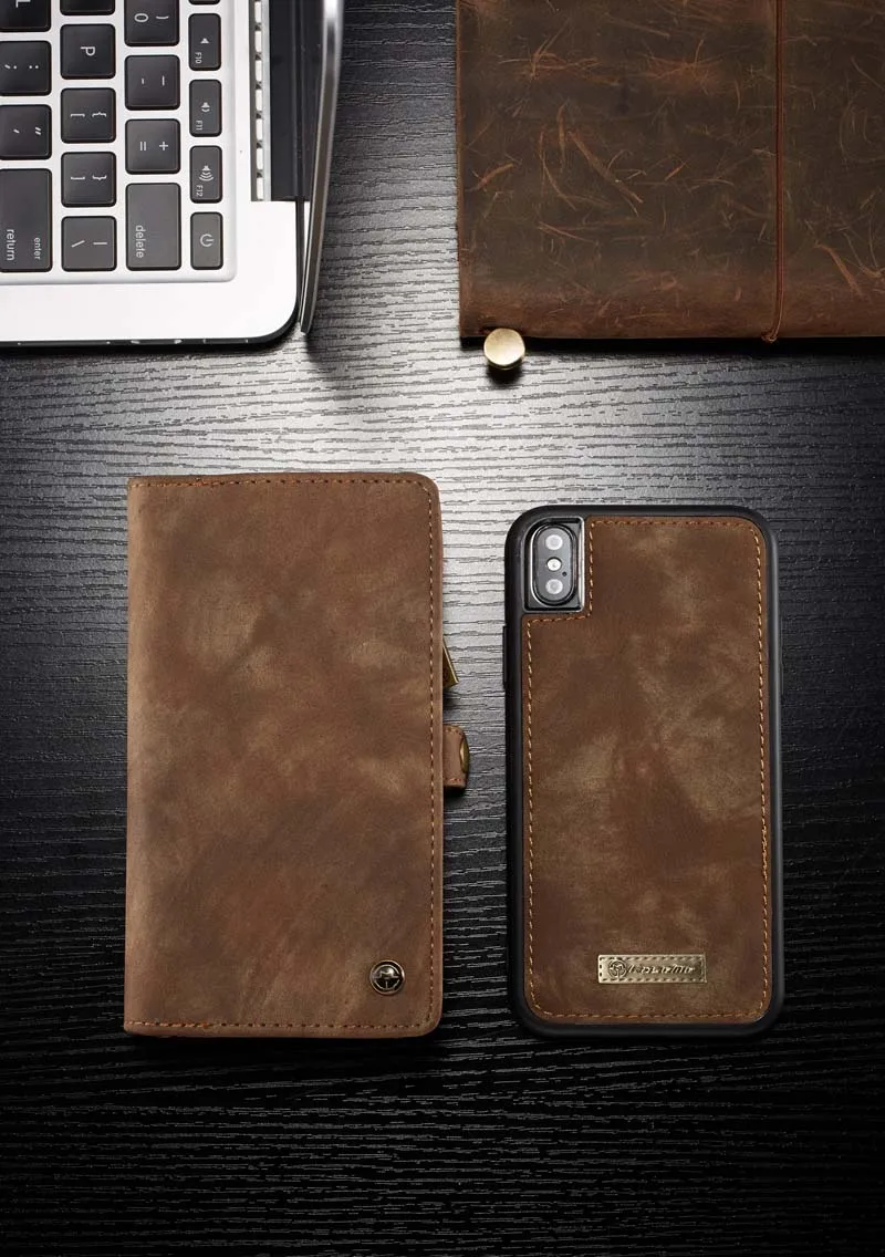 CaseMe Роскошные Подлинная кожаный бумажник чехол для iphone XS/XS Max XR чехол для телефона с кармашками для карточек флип-чехол для iphone XS