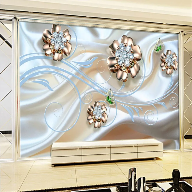 

photo wallpaper Silk Bead Decorative Relief Flower Mural Background Wall TV backdrop stereo wallpaper living room mural