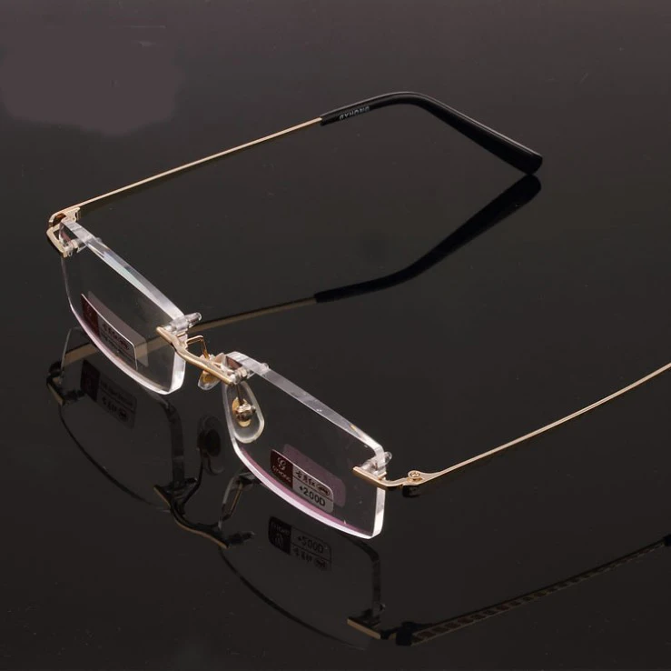 Мужские и женские очки для чтения без оправы с бриллиантовыми режущими краями + 1 0