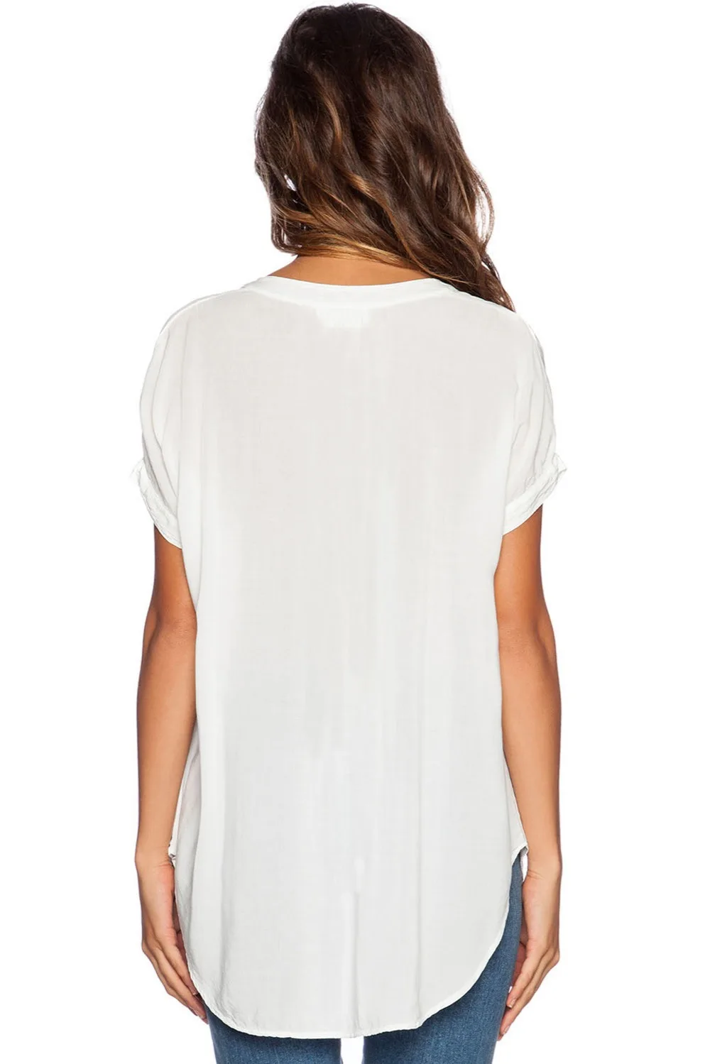 7 colors V Neck Short Sleeve White Black plus size women new summer 2017 Oversize Chiffon T-Shirts 25789 | Женская одежда