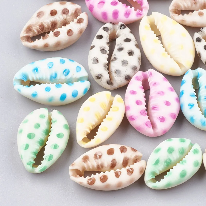 200 шт. бусины в горошек/звезд с принтом Cowrie Shell без отверстия/без отверстий