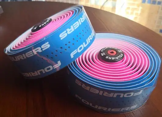 neon pink and blue 1 комплект Fouriers двухцветная лента PU велосипедная лента для руля с отверстиями велосипедные ремни для фиксированной передачи шоссейные велосипедные ручки - Цвет: neon pink and blue