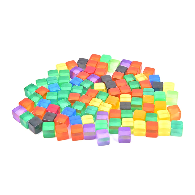 

100pcs/pack Mixed Color Transparent Grey Square Corner Crystal Dice Chess Piece Right Angle Sieve For Puzzle Game 8mm