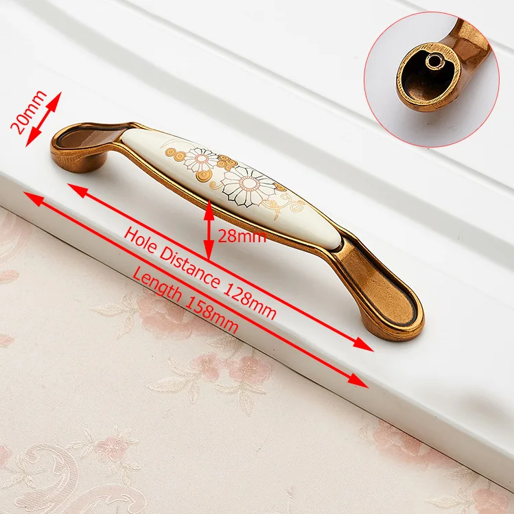 Handle-LS2011-128 KAK винтажные бронзовые керамические ручки для шкафов, ручки для ящиков, ручки для шкафа, двери шкафа, европейские ручки для мебели, фурнитура для шкафа - Цвет: Handle-LS2011-128