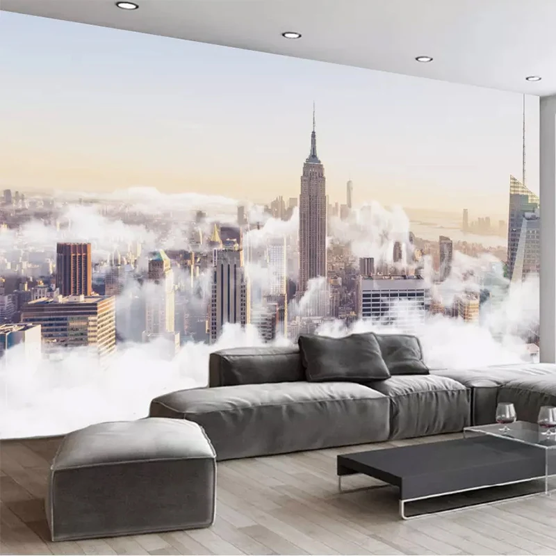 

Custom Photo Wallpaper 3D City Building Clouds Murals Restaurant Cafe Living Room TV Sofa Backdrop Wall Painting Papel De Parede