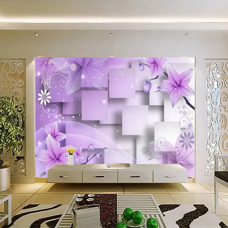 Современный минималистский Фиолетовый цветы 3D стереоскопического абстрактный