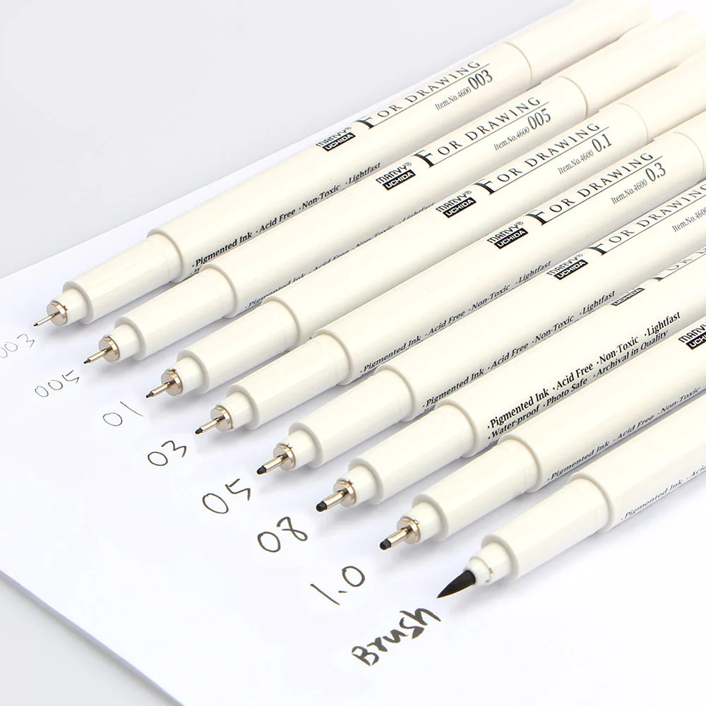 Мультяшные маркеры 8 шт./лот Marvy для рисования с микронами тонкие пигментные ручки