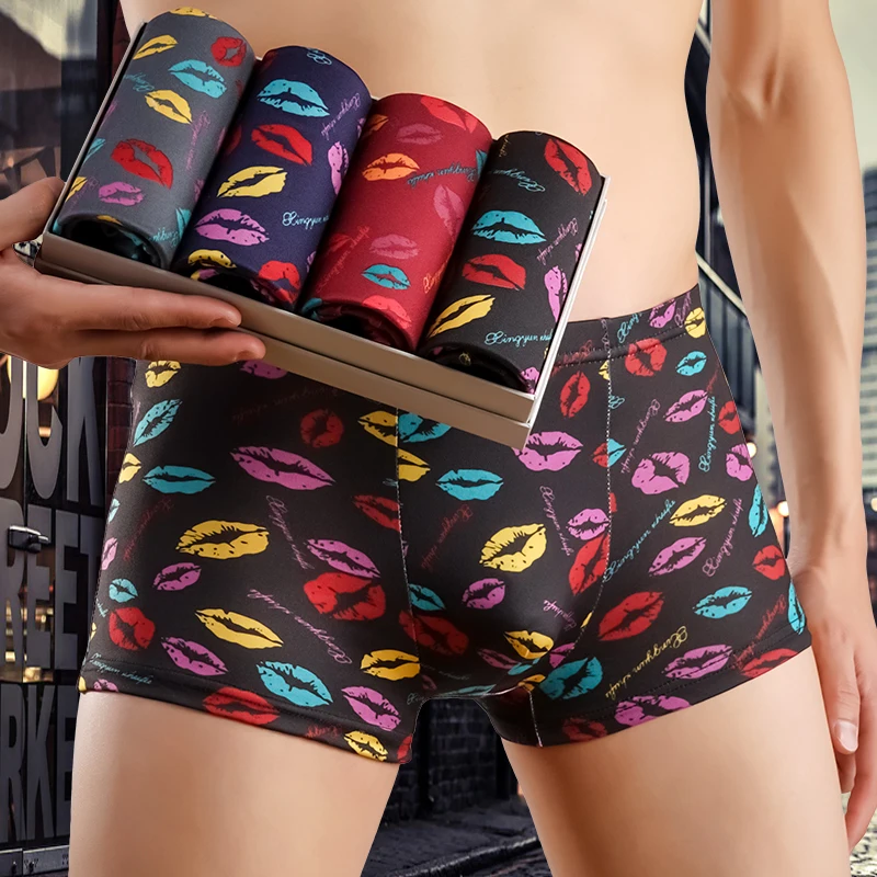 4 шт. большие свободные мужские хлопковые трусы-боксеры с высокой талией дышащие