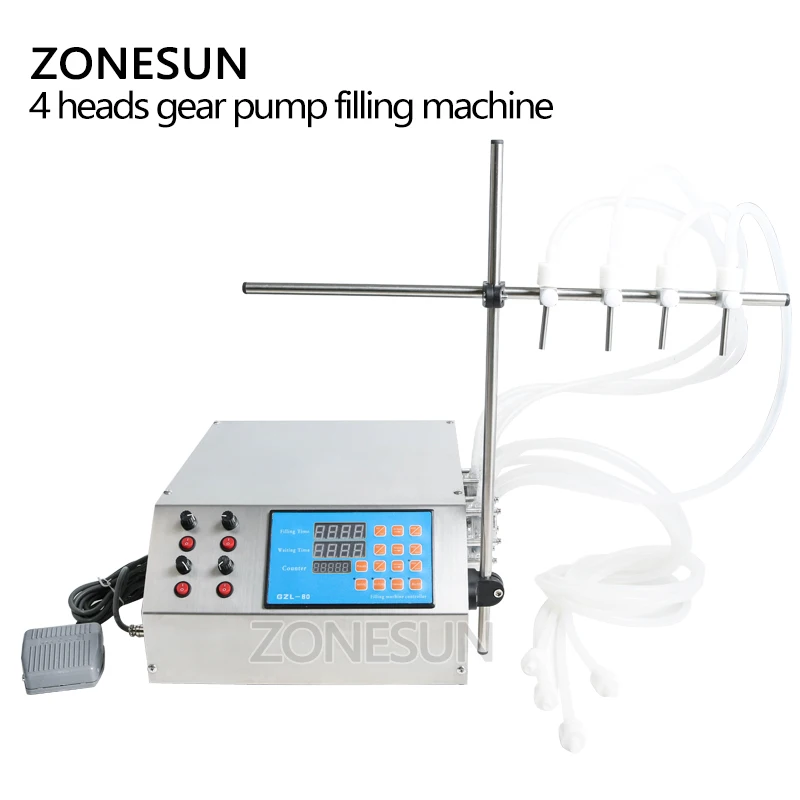ZONESUN полуавтоматическая разливочная машина с 4 насадками для сока соевое масло