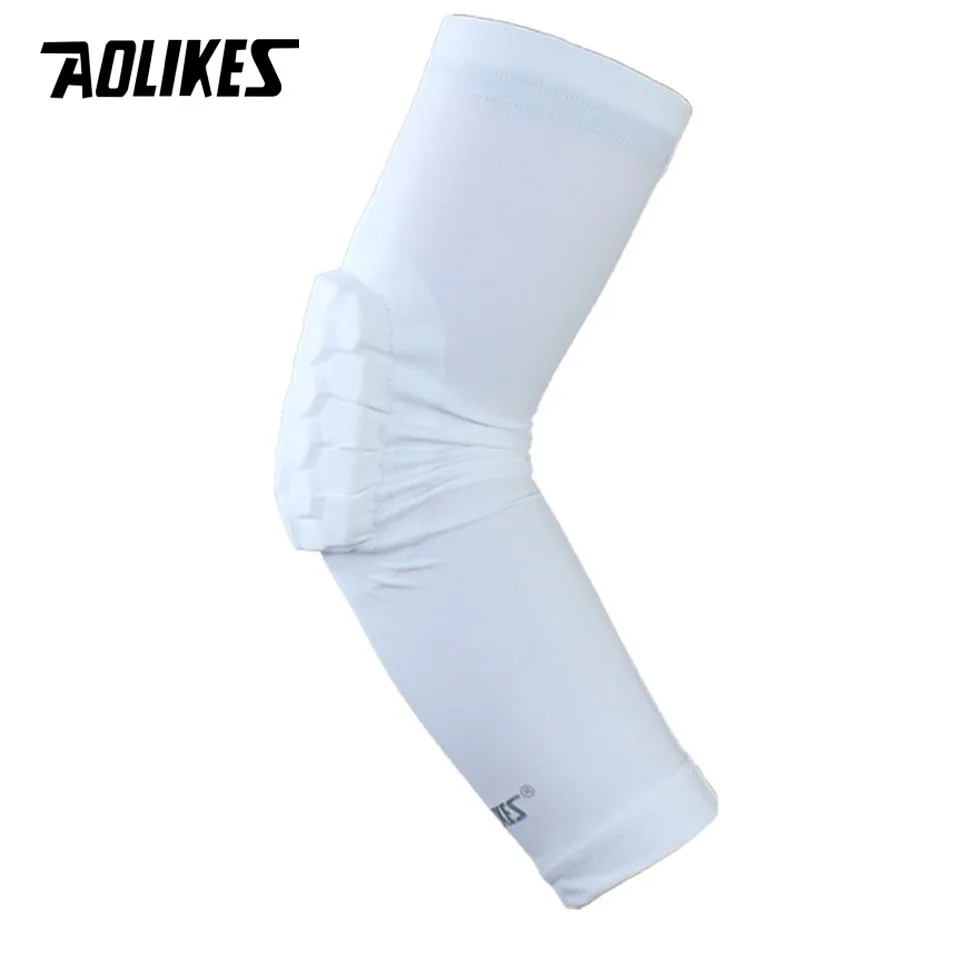 AOLIKES 1 шт. hex соты губка Баскетбол, анти-аварии сжатия повязки спортивные налокотники coderas протектор - Цвет: White