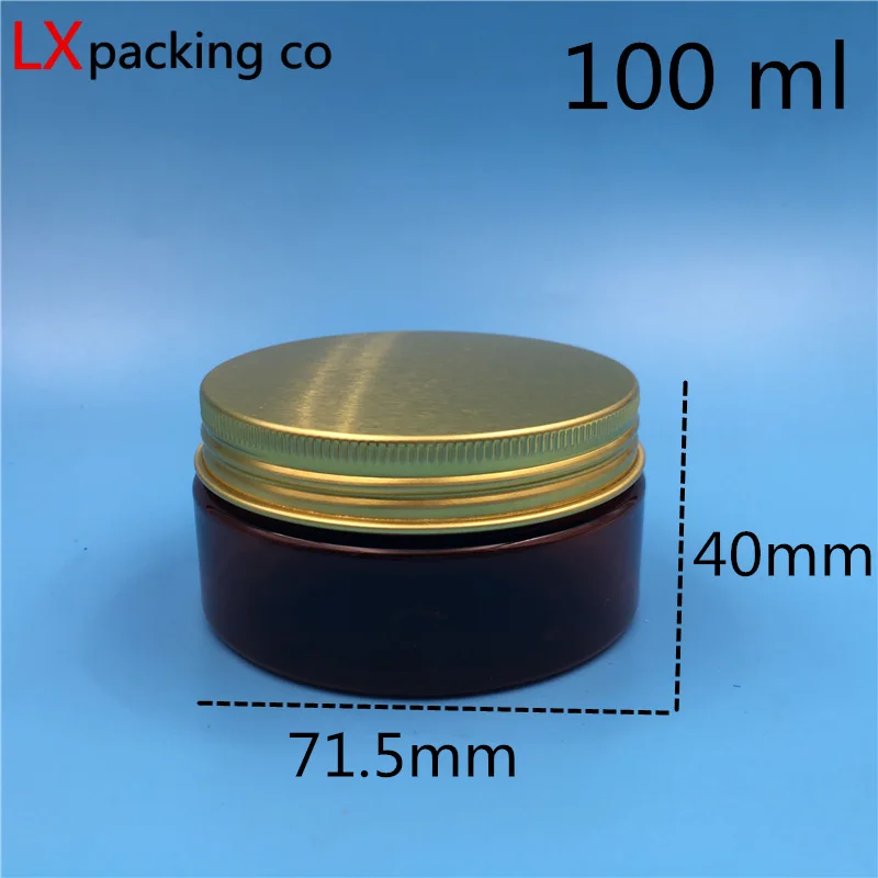 100 ml gold cover 30 шт 50 80 100 150 200 250 мл пластиковая коричневая пустая упаковка баночка бронзовая алюминиевая крышка контейнер для крема бутылки - Цвет: 100 ml gold cover
