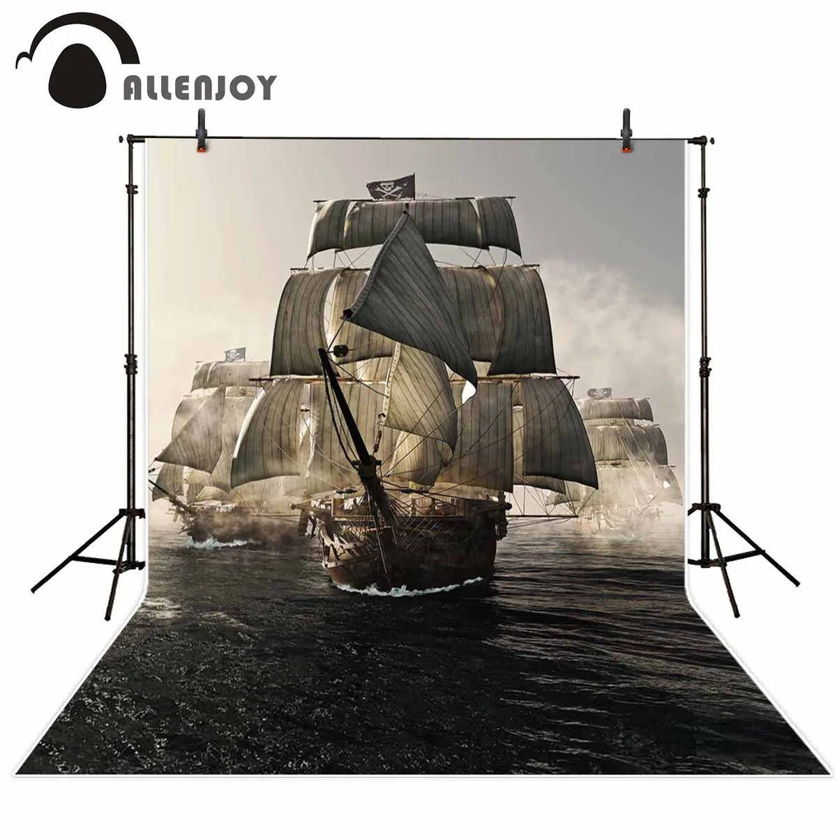 Allenjoy фоны для фотостудии ретро дерево пиратский корабль флот туман море старт