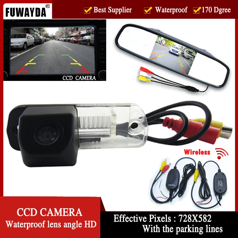 

FUWAYDA 4.3'Mirror Monitor Parking+Car Rearview CCD Camera for Benz C-Class W203 E-Class W211 CLS-Class 300 W219 R350 R500 ML350