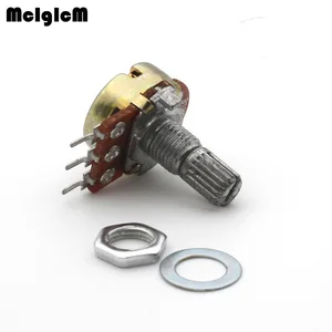 Линейный потенциометр WH148, вал 15 мм, с гайками и шайбами, 3 контакта, WH148, B1K, B2K, B5K, B10K, B20K, B50K, B100K, B250K, B500K, B1M, 100 шт.