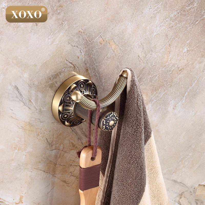 XOXO твердая латунная Классическая вешалка для одежды резная Античная бронзовая