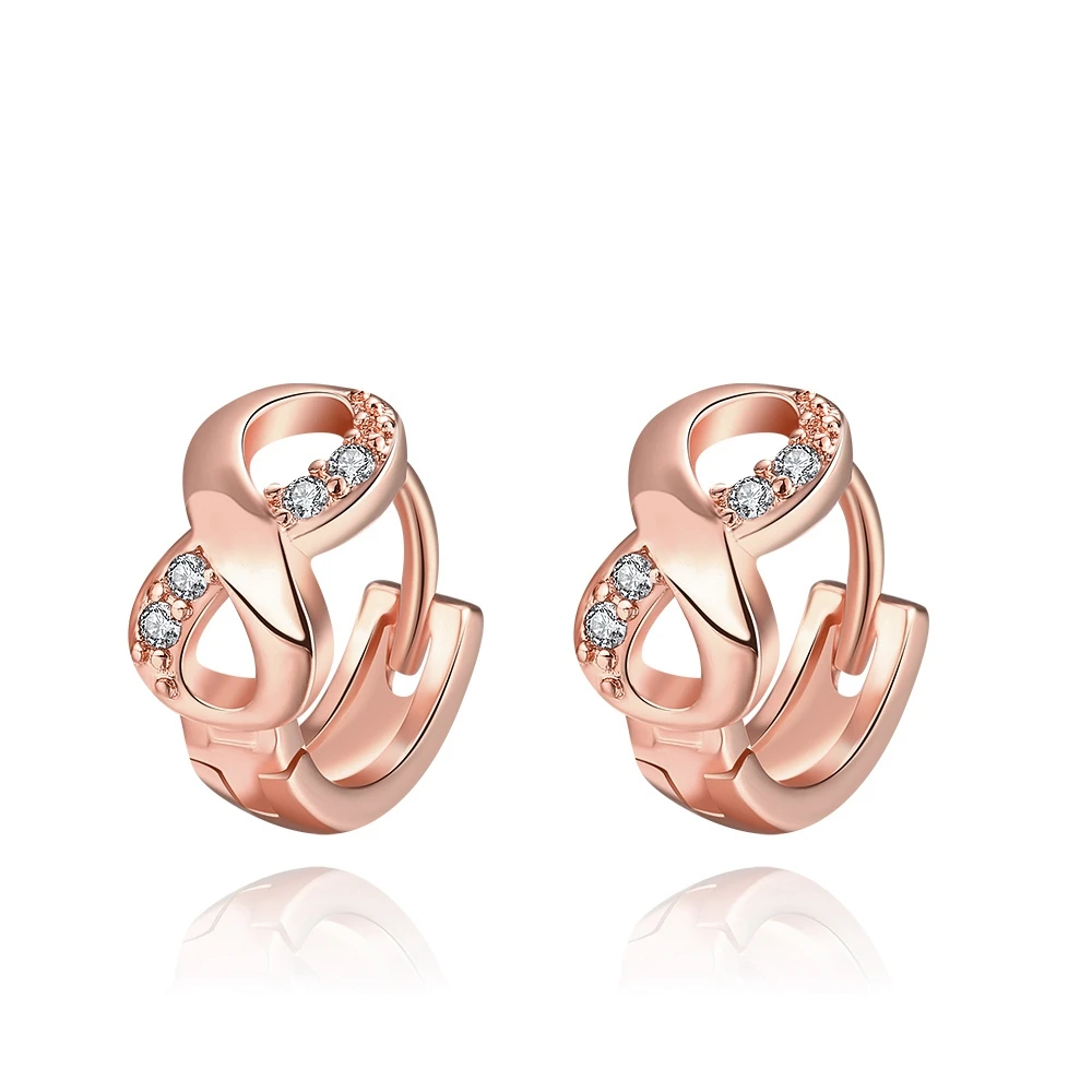 Kinitial Paved Infinity Eight Earring Knot Twisted Huggie Round Hoop Cubic Zirconia Earrings Tiny Gold Women's Piercing | Украшения и