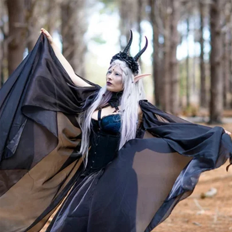 Косплей Черная роза Темный Рог ведьмы волшебный Cos рог повязка на голову Хэллоуин