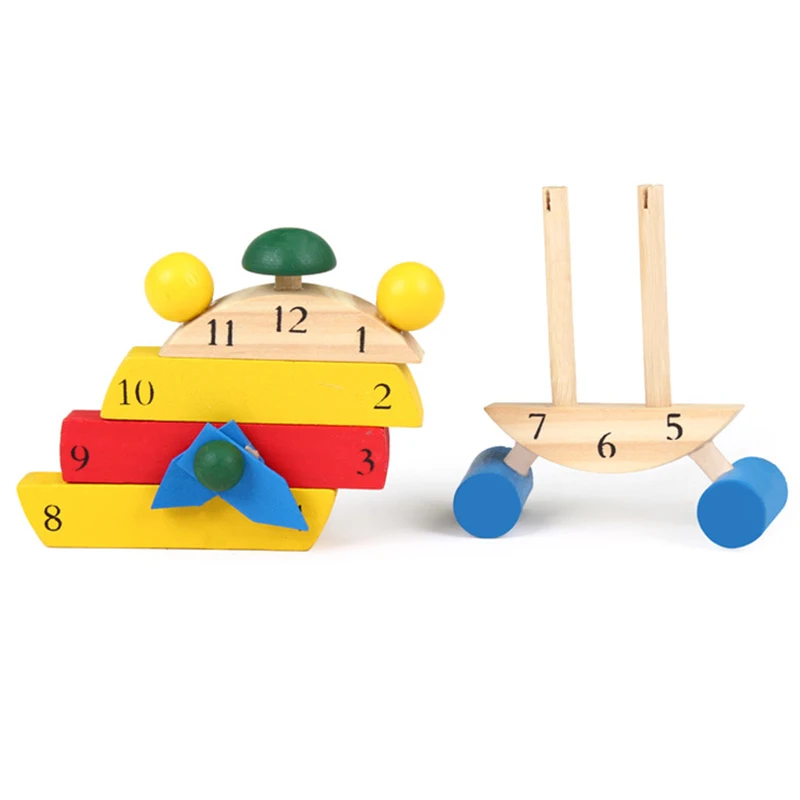 YEXAHQM Funny Wooden Assembled Disassemble Blocks Clock Interesting Gifts Children Education Toys Early Teaching | Игрушки и хобби