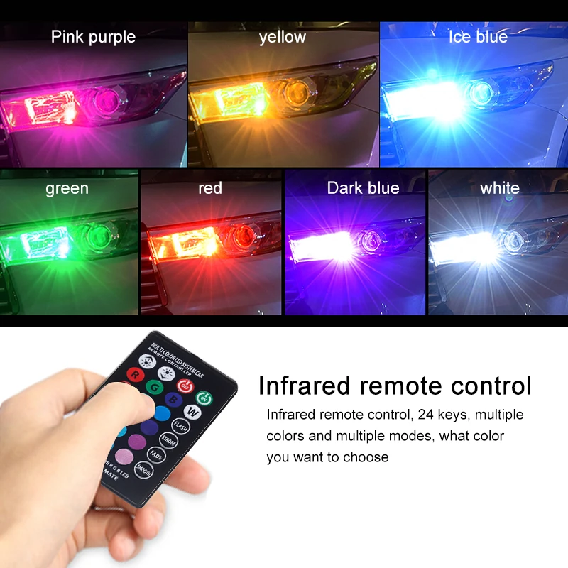 Автомобильная светодиодная RGB лампа T10 W5W 12 В для создания атмосферы декоративное
