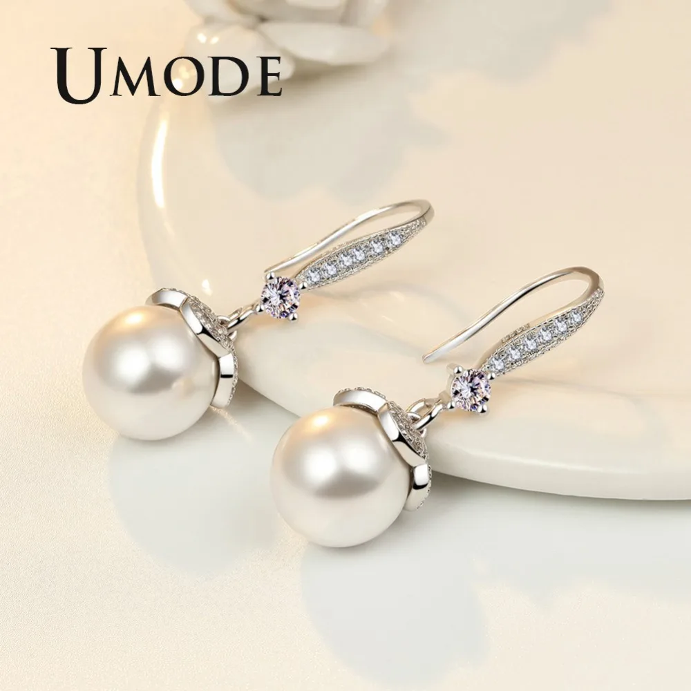 Женские серьги-подвески с фруктами UMODE модные серьги из белого золота жемчугом