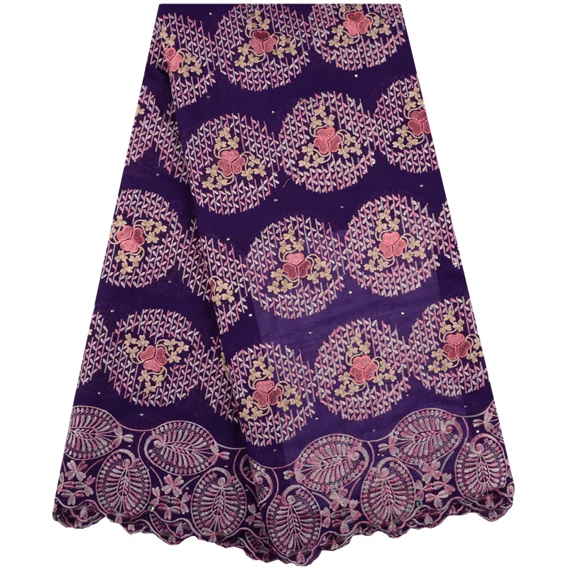 

African Lace Fabric 2019 High Quality Cotton Brown Dry Lace With Rhinestones Embroidery Swiss Voile Lace In Switzerland S1397