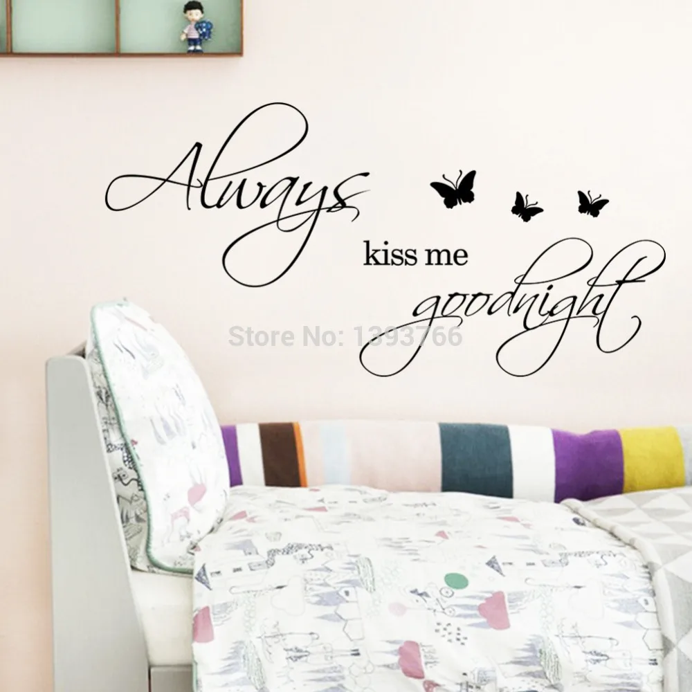 Заводская цена виниловая настенная наклейка с цитатой Always Kiss Me Goodnigt декоративная