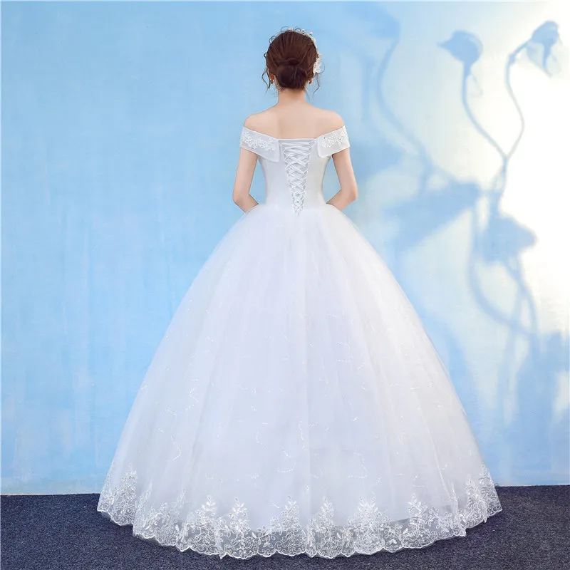 Sweetherat short Sleeve Wedding Dresses 2020 New Korean Vintage Lace Applique Floral Print Sequined Gown Bridal Vestido De Noiva | Свадьбы и