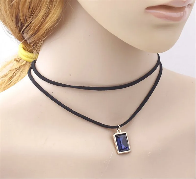 DoreenBeads новинка модное бархатное замшевое ожерелье двойной кулон прямоугольник
