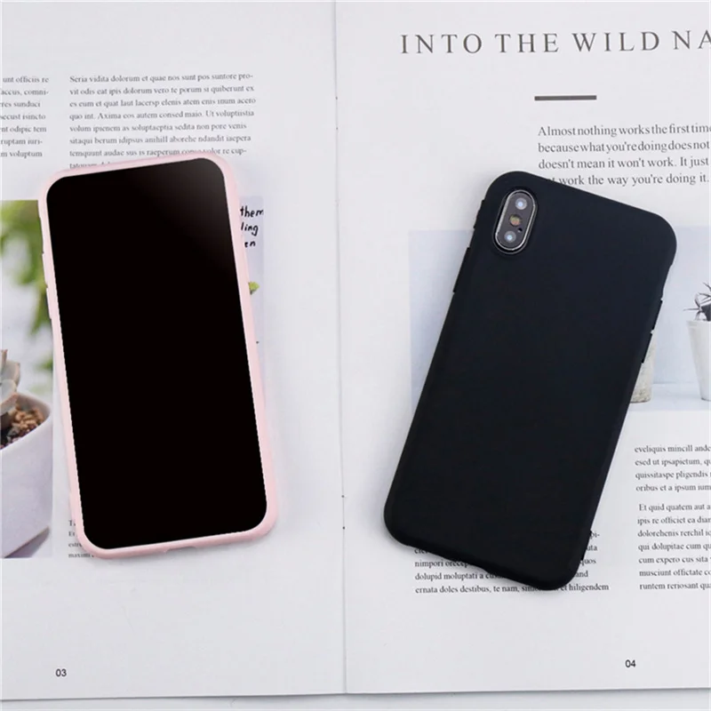 Fashion Simple Solid Color Phone Case For iphone X Cute Candy Back Cover Original Soft TPU Coque |
