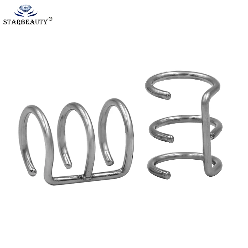 Silver x2pcs 2 шт тройной C Спираль пирсинг Oreja поддельные серьги не-Пирсинг ушной манжеты клипсы серьги поддельные пирсинг уха искусственный пирсинг ювелирные изделия - Окраска металла: Silver x2pcs