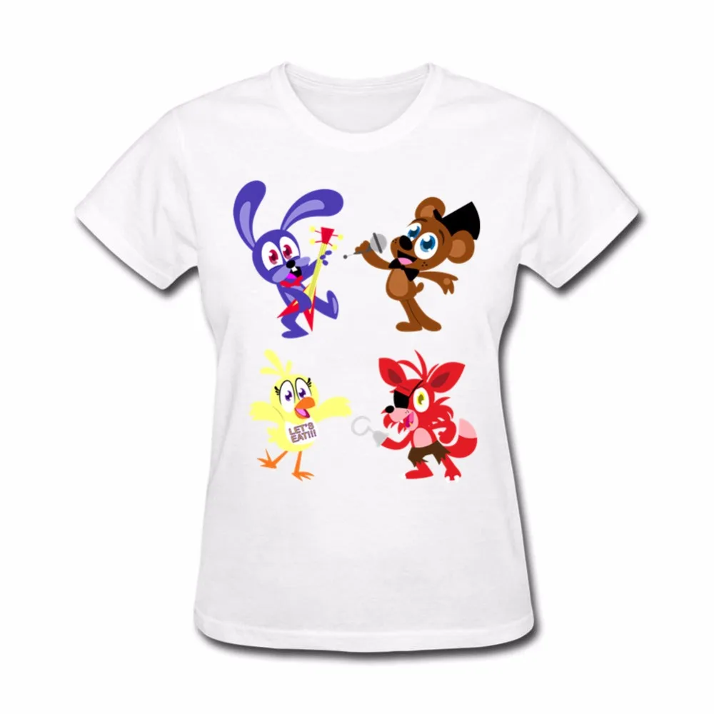 Kawaii Животные футболка Для женщин FNAF Freddy Fazbear Gang короткий рукав экипаж шеи хлопок