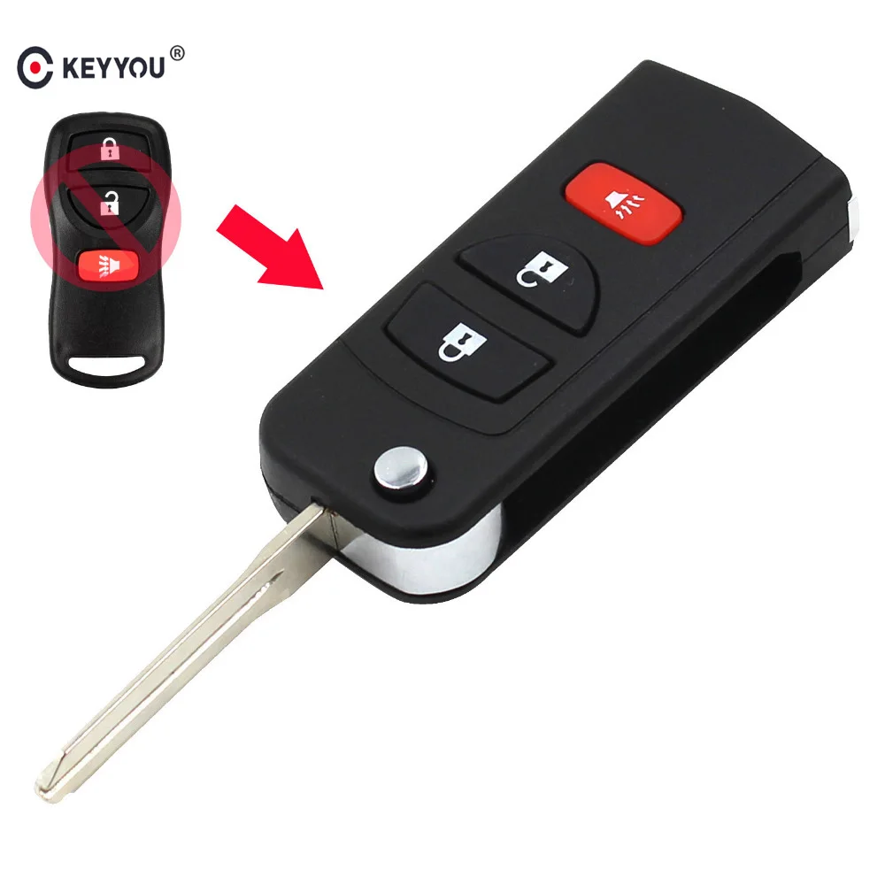 KEYYOU 5X Флип складной ремонт Uncut дистанционного FOB 3 пуговицы для Nissan Quest Мурано Armada