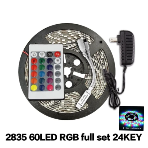 2835RGB 24KEY set DC 12 В светодиодный светильник Гибкая Диодная лента SMD 5050 2835 RGB 24Key 44Key дистанционный водонепроницаемый светильник ing 1 м 2 м 3M 4M 5 м - Испускаемый цвет: 2835RGB 24KEY set