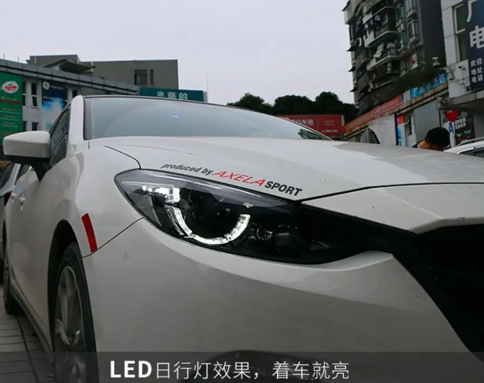 Светодиодный ные фары для Mazda 3 Axela 2014 2016 светодиодный двойные ксеноновые линзы