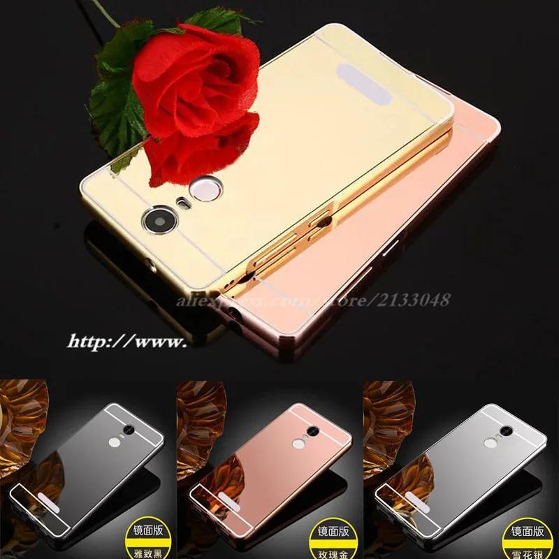Luxury Gold Plating Aluminum Metal Frame+Mirror case For Lenovo K6 note Case 5.5&quot Cover Back |