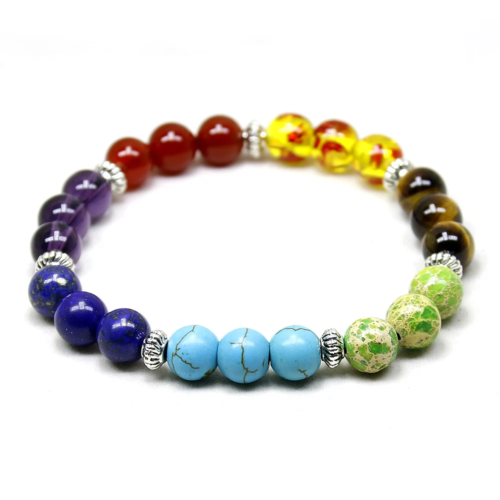 Мужские браслеты 7 Чакр Исцеление Рейки молитва натуральный камень Шарм браслет