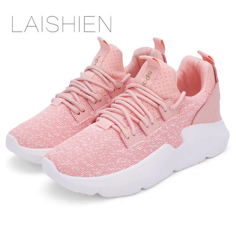 LAISHIEN Для женщин кроссовки сетки обувь Feminino Повседневная на шнуровке Дышащая