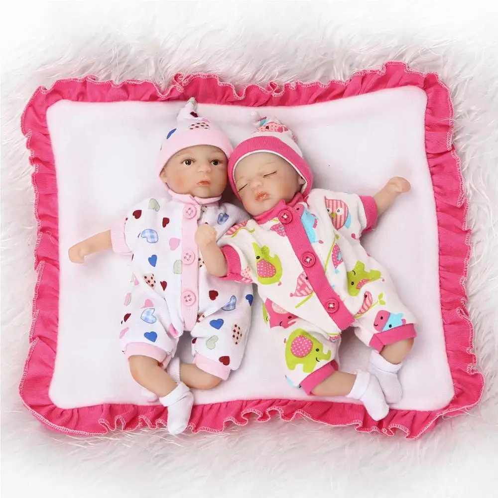 RD20C002 Nicery 8 дюймов 20 см Bebe Reborn мини кукла мягкая силиконовая Реалистичная игрушка подарок для ребенка рождественское белое одеяло две куклы - Цвет: RD20C002