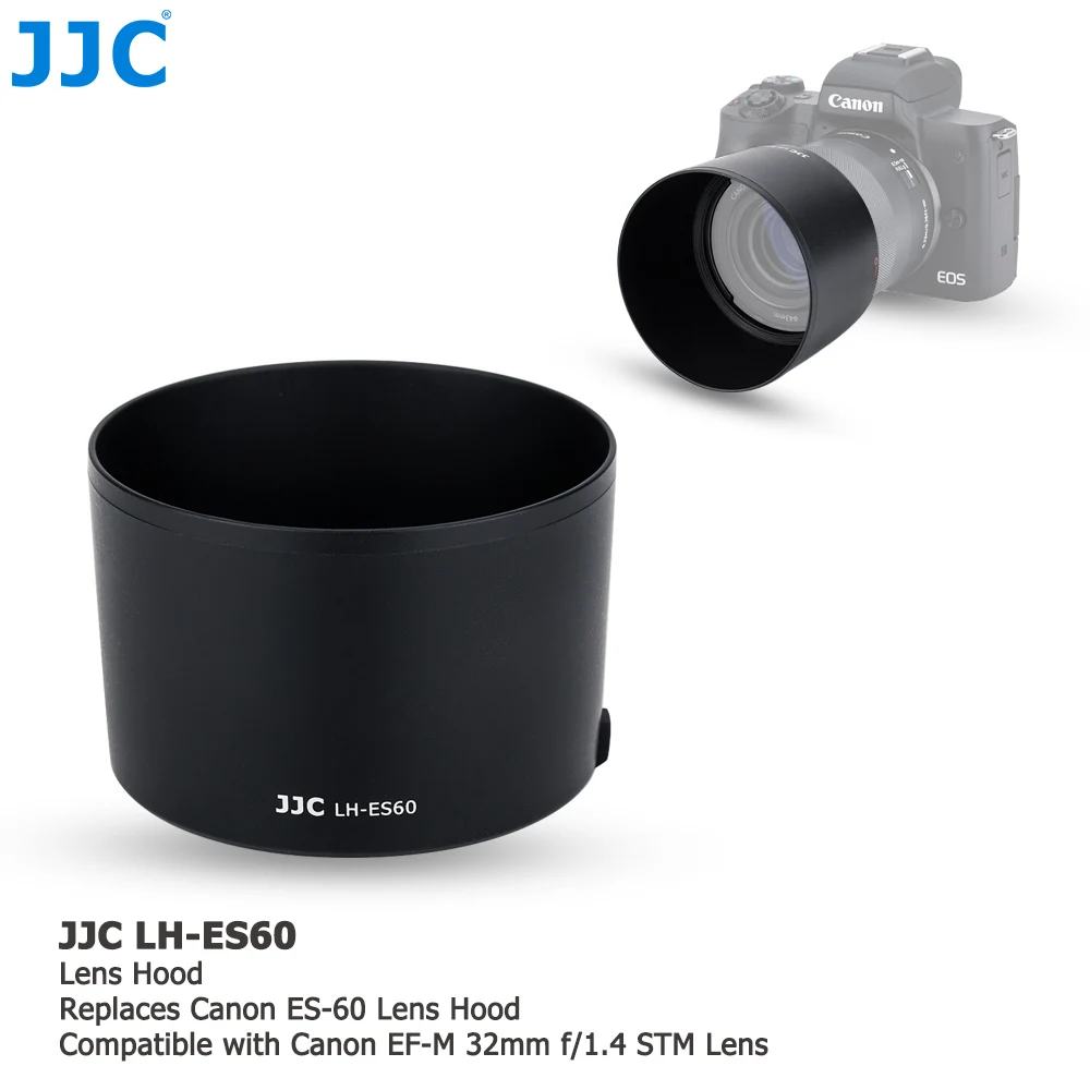 JJC LH-ES60 бленда для объектива Canon EF-M 32 мм f/1,4 STM заменяет ES-60 позволяет надевать 43 мм фильтр и крышку объектива