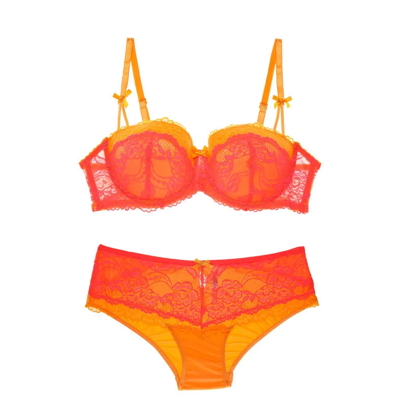 Orange Varsbaby, сексуальный комплект нижнего белья большого размера, комплект нижнего белья на косточках, кружевной комплект оранжевого размера плюс с бюстгальтером - Цвет: Orange
