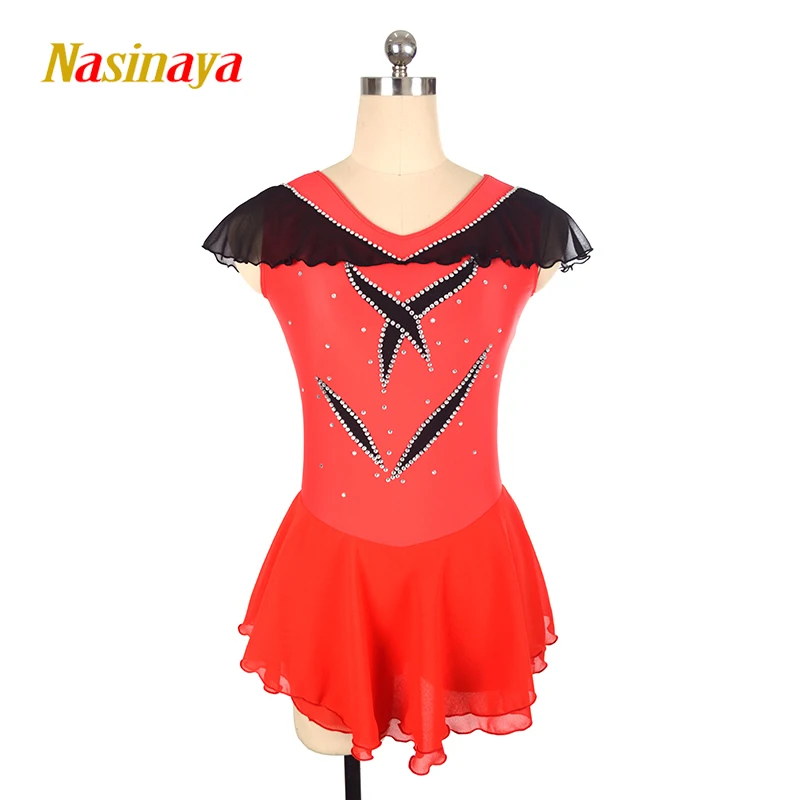 Figure Skating Costume Dress Customized Competition Ice Skating Skirt for Girl Women Kids Gymnastics Performance Red