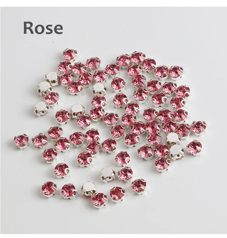 Rose 3D Красочные 4 мм ss16 AAA стекло серебряная основа Стразы прозрачный кристалл AB коготь Стразы DIY шитье на свадебное платье аксессуары - Цвет: Rose